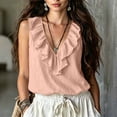 thumbnail image 5 of cocolona Summer Tank Tops for Women Ruffle V Neck Sleeveless Shirts Trendy Casual Solid Color Blouses, 5 of 5