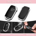 thumbnail image 3 of Key Fob Cover Compatible with Kia K5 Forte Sportage Soul Seltos Telluride Sorento Niro 5 Button TPU Leather Zinc Alloy Keychain Case Holder Protector,Black, 3 of 7
