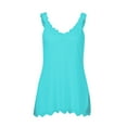 thumbnail image 4 of HAPIMO Women's Summer Tank Tops Sleeveless Shirts for Girls V-Neck Blouse Solid Color Print Tops Lace Crochet Tunic Camisole Casual Pleated Flowy Camis Vest Savings Light blue XXXXL, 4 of 5