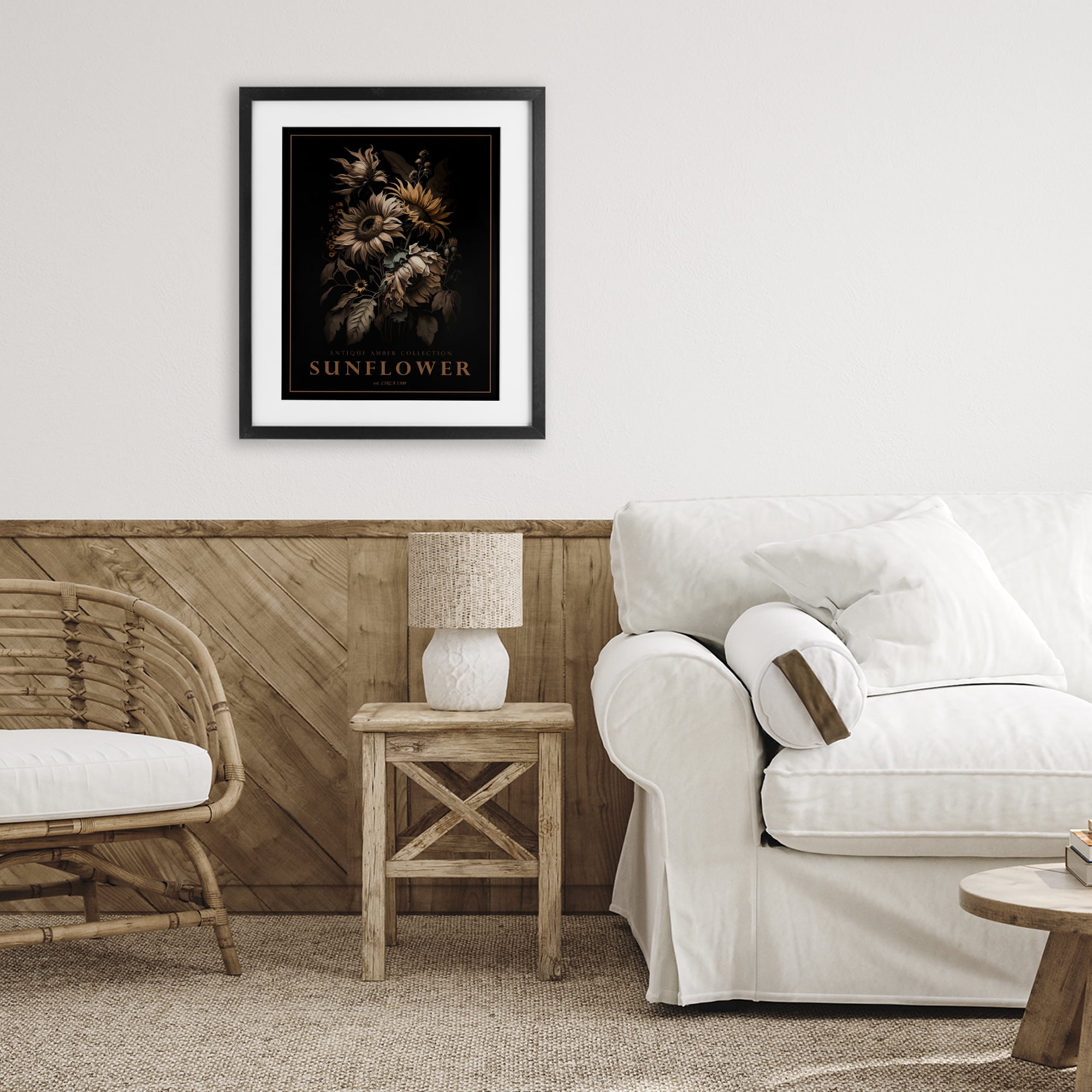 Stupell Industries Antique Sunflower Bushel Black Framed Print Under Glass, design by Christopher Giampietro