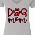 thumbnail image 4 of Inktastic Dog Mom with Paw Print in Plaid Women's V-Neck T-Shirt, 4 of 5