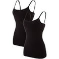 thumbnail image 1 of Cami Correa de espagueti ajustable para mujer construida en sujetador camisetas sin mangas 2 Pack Size T M, 1 of 7