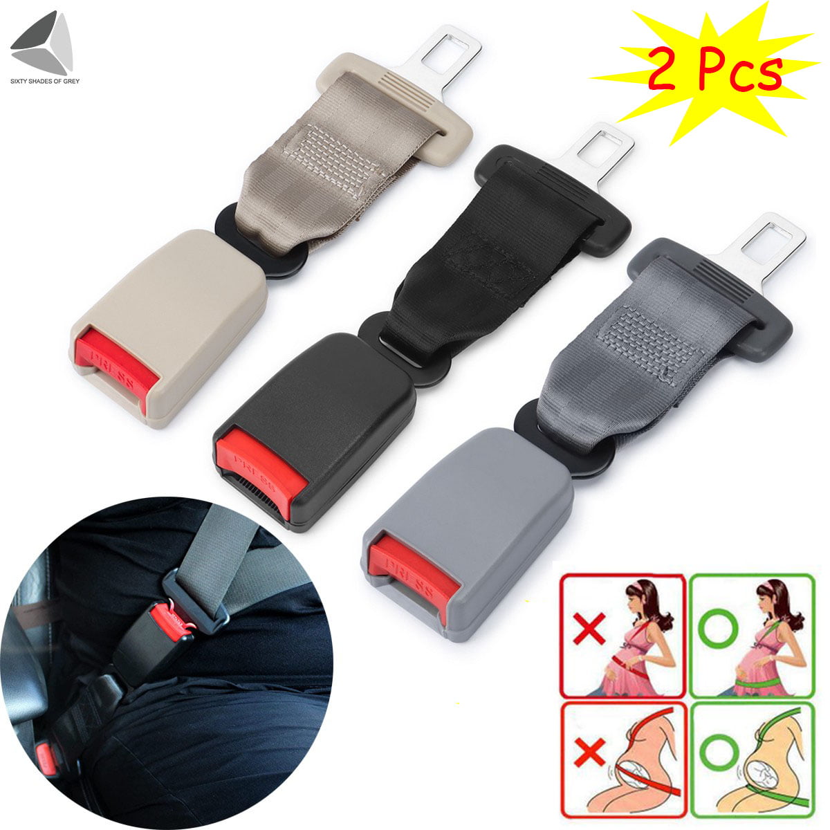 Seatbelt Extenders for Cars 14 Universal Seatbelt Buckle Extender 2 Pack Safety Seat Belt Extension Auto Accessories 