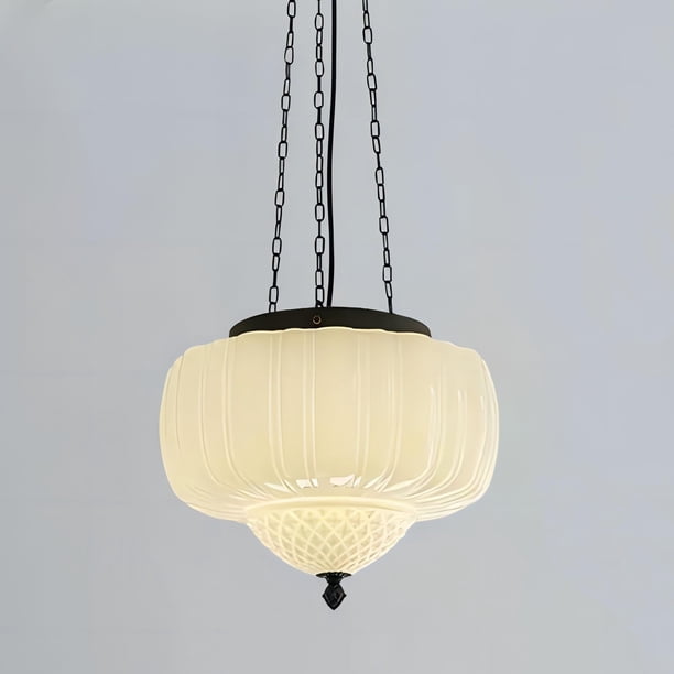 Lámpara Colgante FCTWAKS 14" de Vidrio Lechoso Estilo Vintage