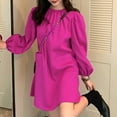 thumbnail image 3 of VONDA Women Long Sleeve Solid Mini Dress Summer Casual Dress, 3 of 10