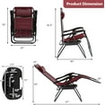 thumbnail image 3 of PRZL Folding Reclining Lounge Chair, Outdoor Zero Gravity Recliner W/Side Tray & Detachable Headrest Pillow, Heavy-Duty Steel Frame, Reclining Folding Chair for Poolside, Backyard (1, Wine), 3 of 10