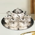 thumbnail image 4 of Elegant Teapot / Tray Zinc Alloy Drinking Tea Cups Tea Set Gift White, 4 of 8