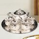 thumbnail image 4 of Elegante juego de tetera con bandeja para servir agua potable, tetera para 4 tazas de té para adultos Blanco plateado, 4 of 9