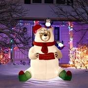 Nifti Nest Outdoor Merry Polar Bear Christmas Blow Ups Yard Inflatable, 6'