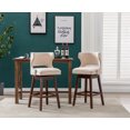 thumbnail image 5 of Guyou 30" Swivel Bar Stool Set of 2, Farmhouse Linen Upholstered Counter Height Bar Stools with Wooden Legs and Open Back for Kitchen Island Restaurant Home Bar Bistro, Beige, 5 of 11