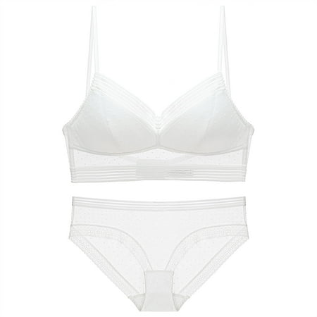 

LWZWM Plus Size Bras for Women French Lace U Shaped Bra Backless Bra Set Female Lingerie Push Up Bralette White XL