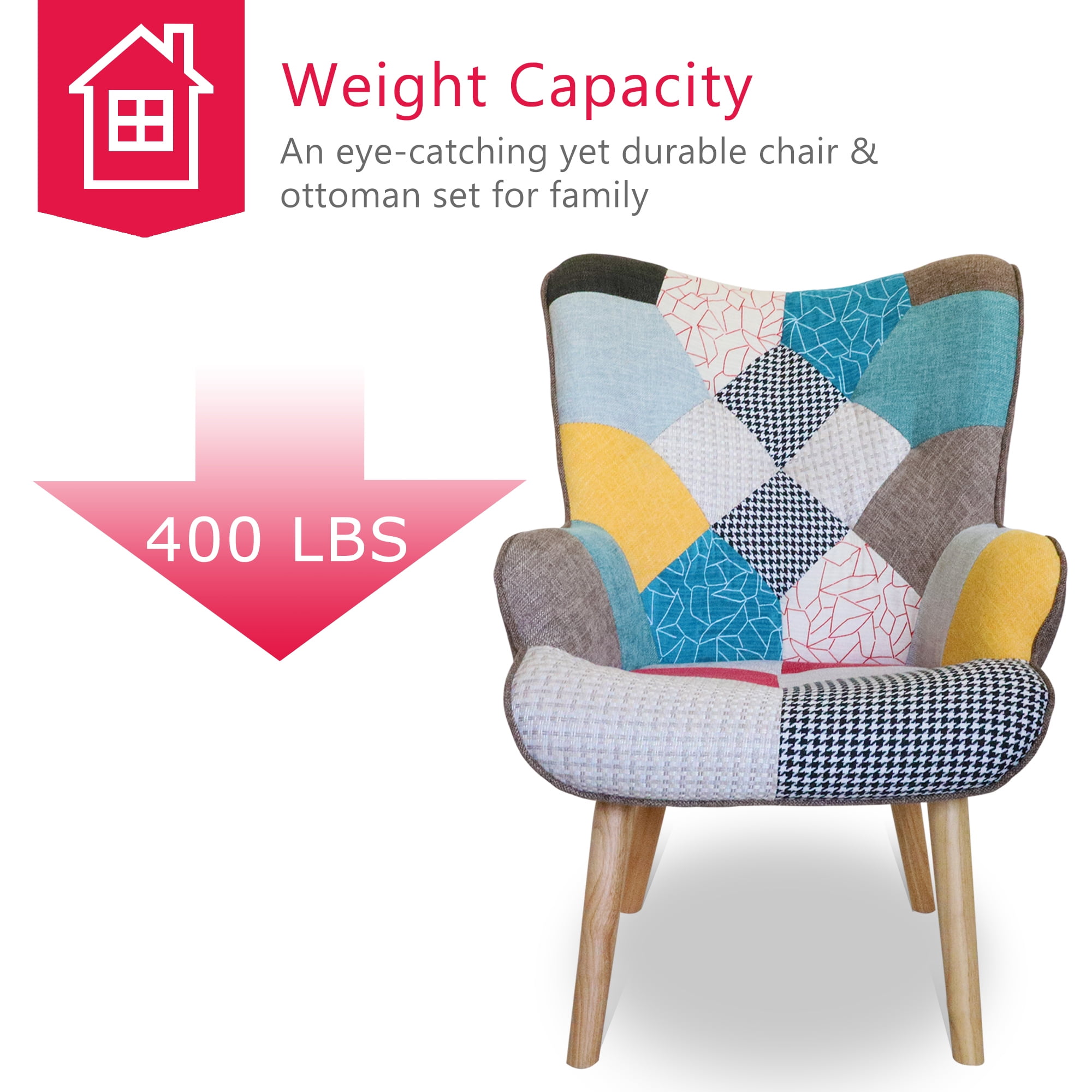 Resenkos Accent Chairs and Ottoman, Reading Chair for Bedroom