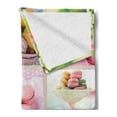 thumbnail image 2 of Colorful Soft Flannel Fleece Throw Blanket, Traditional French Desert Macaroons Themed Collage with Coffee Gourmet Print, Cozy Plush for Indoor and Outdoor Use, 60" x 80", Multicolor, by Ambesonne, 2 of 5