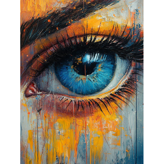 Blue Eye Abstract Canvas Painting, Suitable for Living Room, Bedroom, Office, Gallery Wall, and Modern Home Decor.