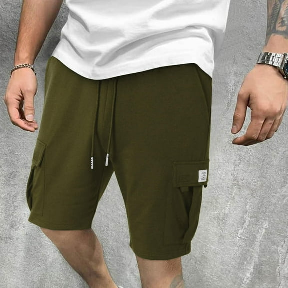 Big and Tall Shorts Clearance Mens Casual Cargo Shorts with Pockets, Breathable Cotton Blend, Relaxed Fit, Elastic Waistband, Burgundy, Size Options