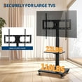 thumbnail image 6 of Rolling TV Stand with Power Outlets, Swivel Portable TV Stand for 32-75 Inch LCD LED OLED Flat/Curved Panel Screen TVs, Height Adjustable&Wood Base, Mobile TV Cart with Shelf, Up to 120 Lbs, Black, 6 of 9