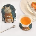 thumbnail image 5 of Cat with Moon Stars 6 Pcs Drink Coasters with Holder Absorbent Coasters Woven Coasters for Drinks Table Desk Protection Home Decor, 5 of 7
