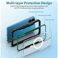 thumbnail image 2 of ELEHOLD Rugged Magnetic Case for iPhone 15 Pro Max,Hard PC Clear Back Aluminium Alloy Silicone Bumper Frame Compatible with Mag Safe Translucent Clear Shockproof Protective Case, Green, 2 of 8