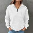 thumbnail image 2 of BiZtdJrK Womens Quarter Zip Sweatshirts Lapel Collar Waffle Pullover Tops Lightweight Casual Fall Fashion Outfits White S, 2 of 10