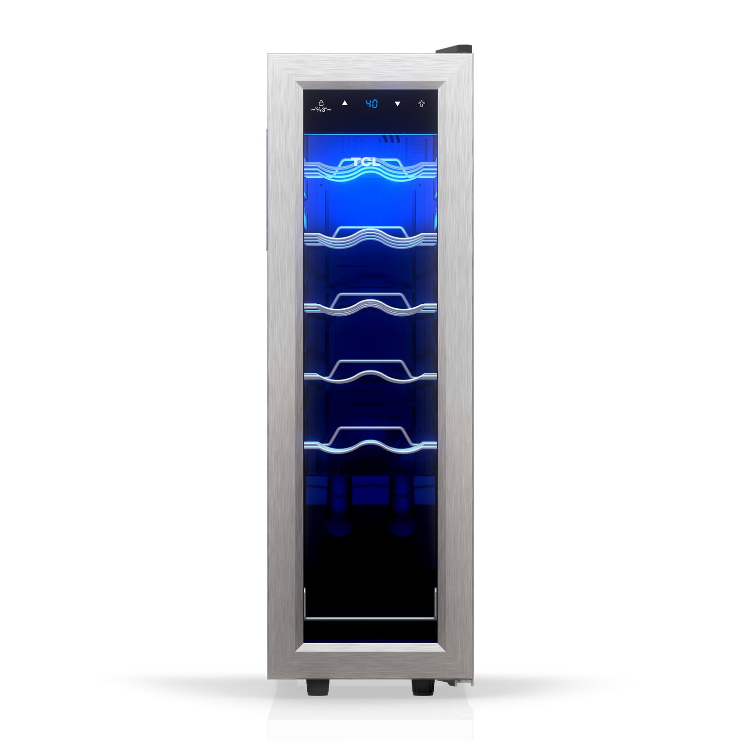 TCL Stainless Steel Single Door 12 Bottle Wine Cooler for Kitchen, Bedroom & Office, 1.24 Cu. Ft.