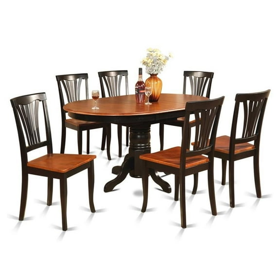 Pemberly Row 7-piece Wood Dining Room Set in Black/Cherry
