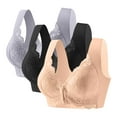 thumbnail image 2 of SYMOID Womens Plus Size 4XL Wireless Bra 3 Pack - Beige, Wide Strap, Comfortable Lace, Stretchy Fabric, 2 of 9