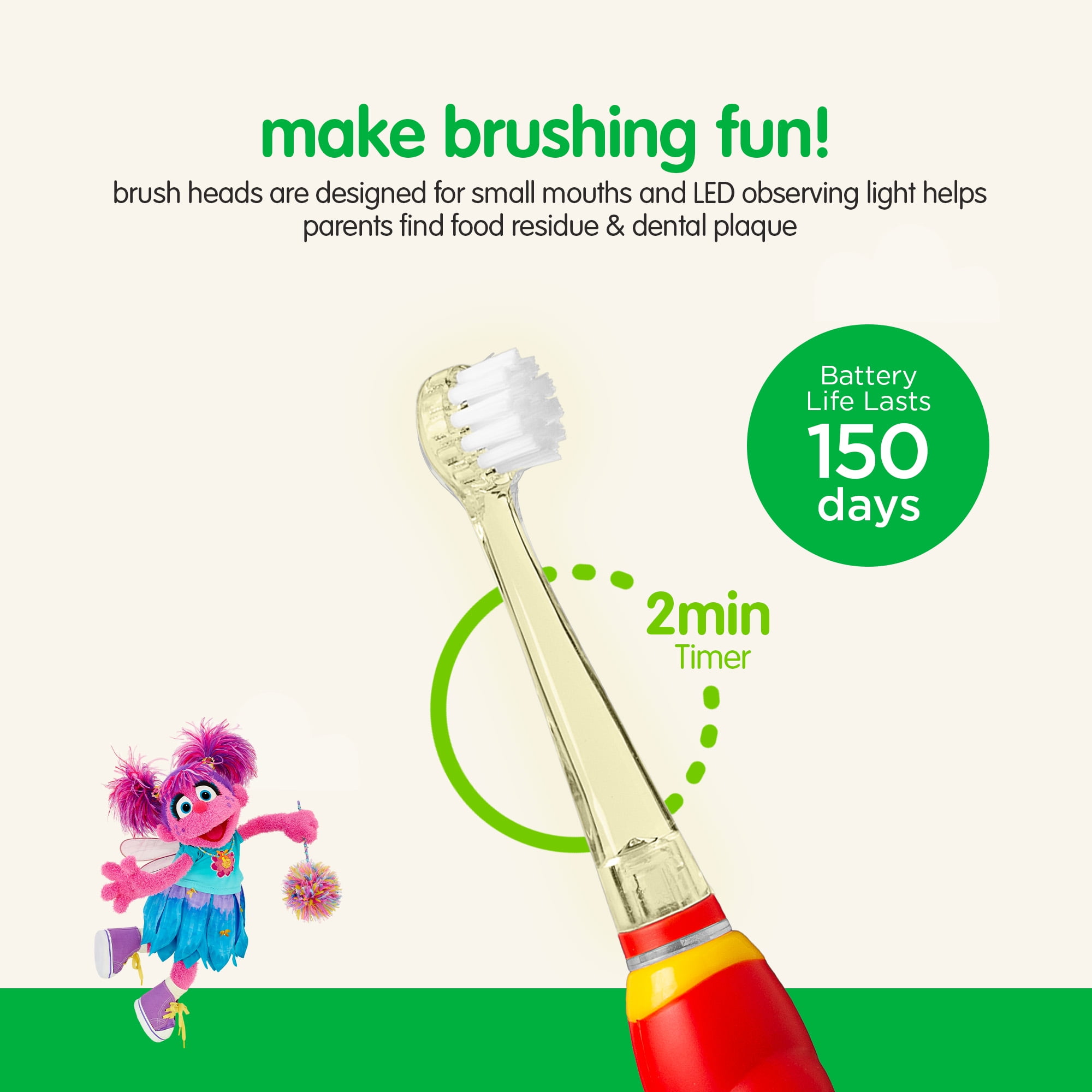 Brush Buddies Sesame Street Baby Soniclean Toothbrush with Teething Relief