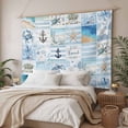 thumbnail image 3 of Blue Coastal Tapestry for Bedroom Wall Hanging Tapestry, Turtle Nautical Anchor Octopus Starfish Coral Ceiling Backdrop Tapestries Poster Blanket Wall Decor for Teens Room Living Room Dorm 39" x 59", 3 of 8