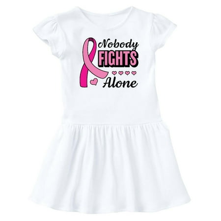 

Inktastic Breast Cancer Awareness Nobody Fights Alone Pink Ribbon Gift Baby Girl Dress