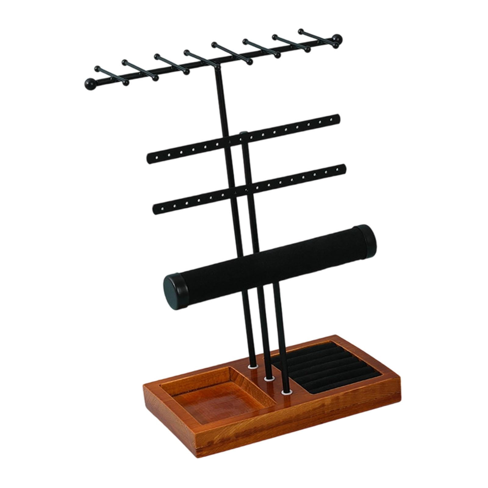 Jewelry Organizer Earring Display Necklace Hanger Versatile Metal and Wood for Home Tabletop Dresser Vanity