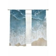 thumbnail image 2 of Wave Effect Modern Art Sheer Curtains 63 Inches Long 2 Panels Abstract Blue Beach Light Filtering Semi Sheer Window Curtains Drapes for Bedroom Living Room 52"x63", 2 of 7