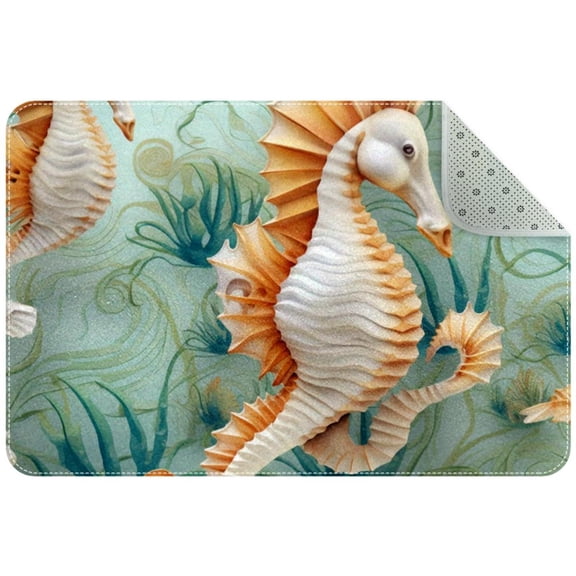 OWNTA Seahorse Pattern Polyester Non-Slip Machine Washable Office Rug, Game Mat, and Office Mat - 31x20in