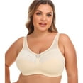 thumbnail image 2 of JSGEK Soft Breathable without Steel Ring Lace Lingerie Sexy Regular Fit Push up Plunge Wirefree Comfort Plus Size Bra Beige L Bra for Ladies, 2 of 6