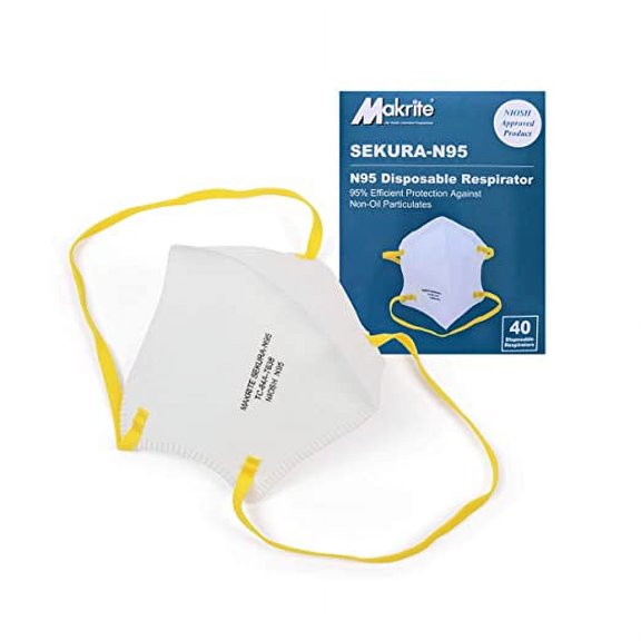 Makrite Sekura-N95 Foldable Particulate Respirator Mask, NIOSH Certified; Size: M/L