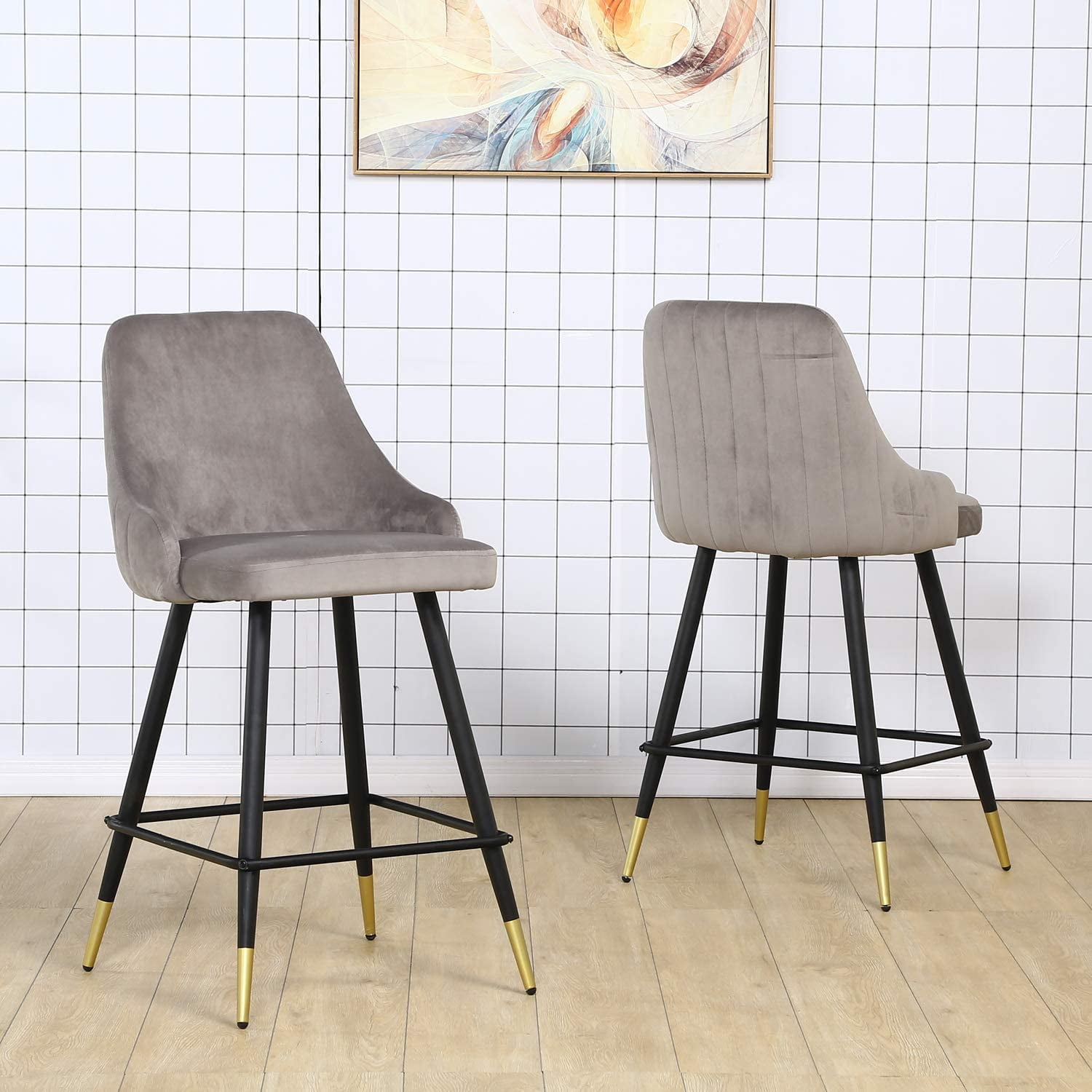 Details about   Myrick Set of 2 Bar Stool Rustic Barstools with Back and Footrest Counter Height 