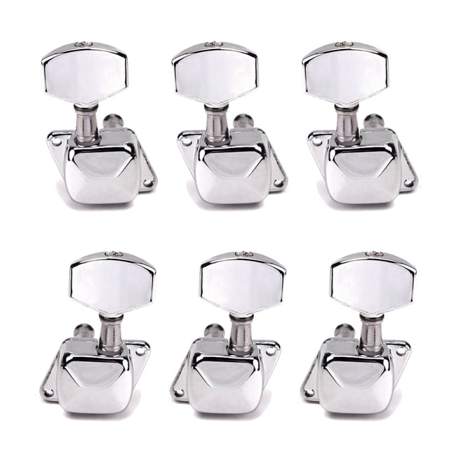 EeaseCA 6 PCS Semiclosed String Tuning Pegs Keys Guitar Tuner Machine Heads Acoustic Electic Guitar Bass String Tuning Pegs 3L3R (Silver)