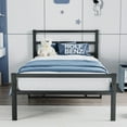 thumbnail image 4 of Twin Size Bed Frame, Metal Platform Bed w/Headboard, Large Under Bed Storage Space, No Box Spring Needed, 4 of 10