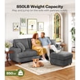 thumbnail image 5 of Welzona 87" Corduroy Sofa, Modern 3-Seater Couch with 2 Throw Pillows, Tool-Free Assembly, Grey, 5 of 10