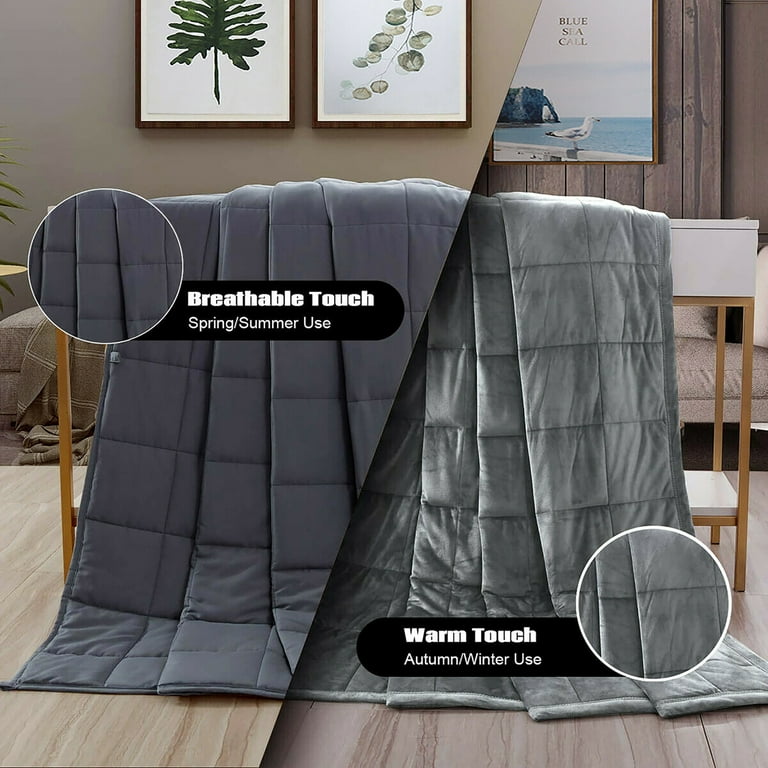 Costway 15lbs Home Weighted Blanket Crystal Velvet Fabric w Glass Beads 60 x 80 Grey