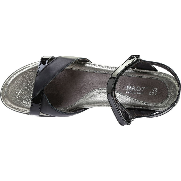 Women s Naot Cheer Jet Black Leather Black Patent Leather 42 M