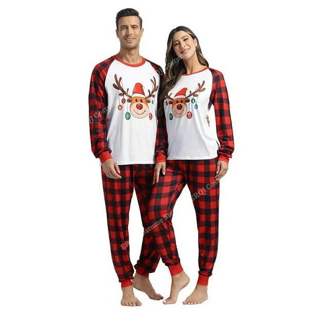 Pijamas navidenos Conjuntos de ropa de dormir familiar Pijamas a cuadros navidenos Pijamas para parejas Disfraces navidenos para hombres y mujeres Rojo Verde XS XXXL Bodega Aurrera en linea