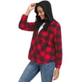 thumbnail image 7 of JWD Womens Plaid Shacket Jacket Long Sleeve Button Down Fleece Hooded Jackets Warm Coat, 7 of 7