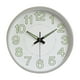 thumbnail image 1 of Reloj de pared luminoso de 12 pulgadas, reloj minimalista redondo de cuarzo para decoración de dormitorio y sala de estar, color plateado, 1 of 12