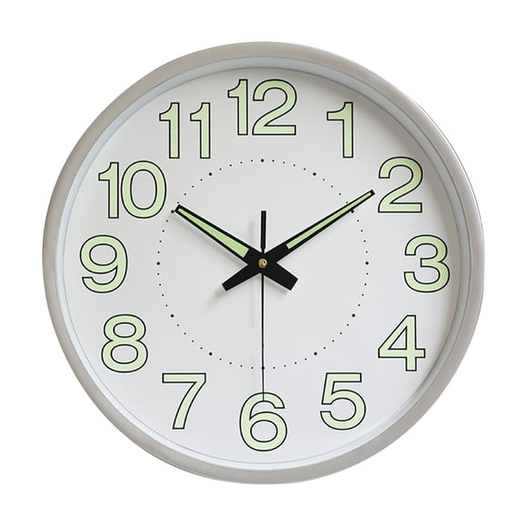 Reloj de pared luminoso Nikou minimalista redondo 12 pulgadas plateado