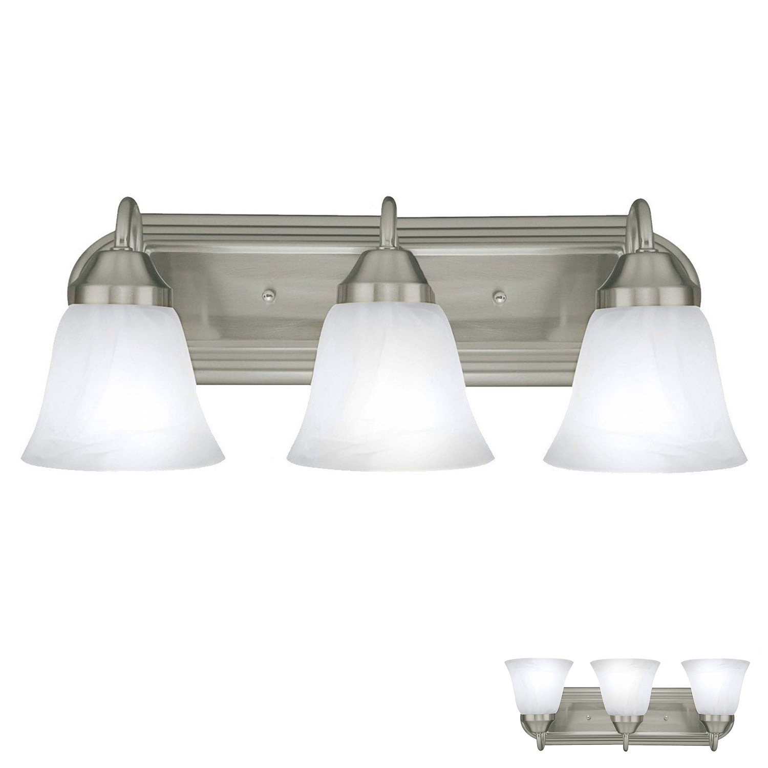 Details about   Progress Lighting Three-Light Bath Fixture with White Washed Alabaster Style Gla 