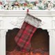 thumbnail image 2 of Calcetines navideños de felpa a cuadros, adornos navideños, colgantes navideños, decoraciones para fiestas, calcetines navideños, bolsa de regalo brillar Electrónica, 2 of 4