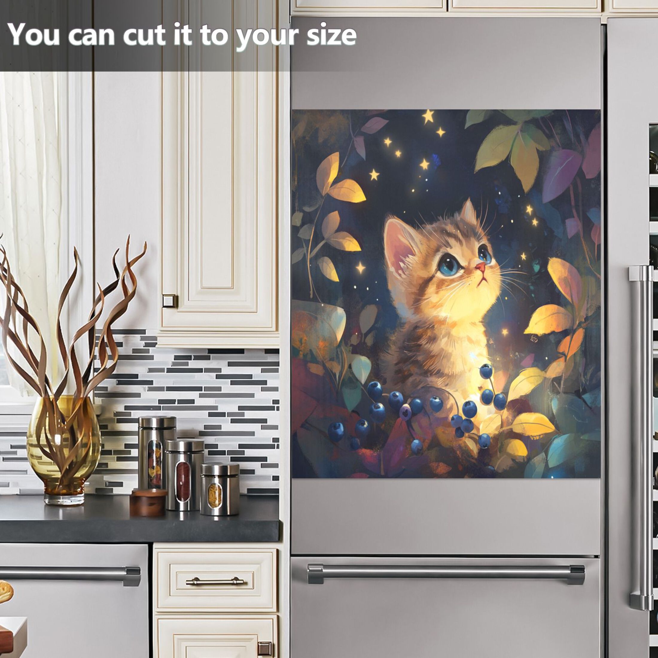 Dishwasher Magnetic Sticker 23x26 Inch Refrigerator Magnetic Sticker Washing Machine Magnetic Sticker Kitchen Panel Magnetic Sticker Home Decor Yellow Cute Cat
