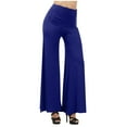 thumbnail image 2 of FAKKDUK Women's Stretchy Wide Leg Palazzo Lounge Pants Casual Comfy High Waist Yoga Pants Trousers Casual Summer Pants Elastic Relaxed Fit Pants Flare Pants for Yoga Gym,XXXXL&Blue, 2 of 8