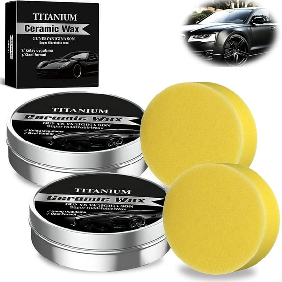 Titanium Ceramic Wax Cream, Car Coating Polishing Wax, 2025 New Altin Oran Titanium Ceramic Waxs, High Protection Fast Car Coating, With Sponge, Long-Lasting Protection (7.05 Oz) 2PCS