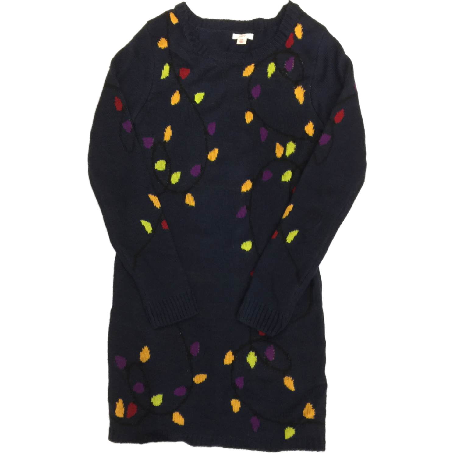 Womens Knit Christmas Lights Long Sleeved Dress Holiday Pullover Tunic